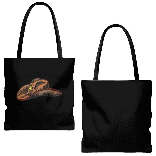 Wild Flowers Wild Horses Cowboy Hat Women's Tote Bags (AOP)