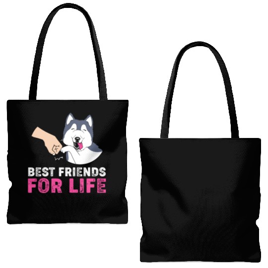 Siberian Husky Dog Lover Best Friends For Life Tote Bags (AOP)