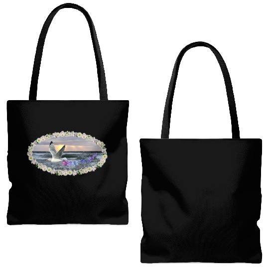 sea beach sunset seagull kitsch flashy magic Tote Bags (AOP)