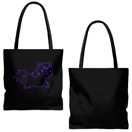Little Pony Cat Face Little Small Horse Riding Fun Tote Bags (AOP)