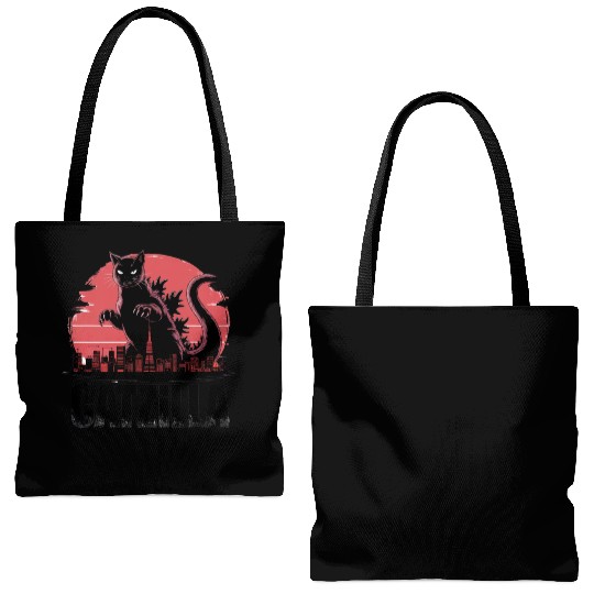Catzilla: Fierce Feline Monster Tote Bags (AOP)