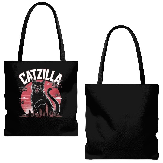 Catzilla Attacks City Design Tote Bags (AOP)