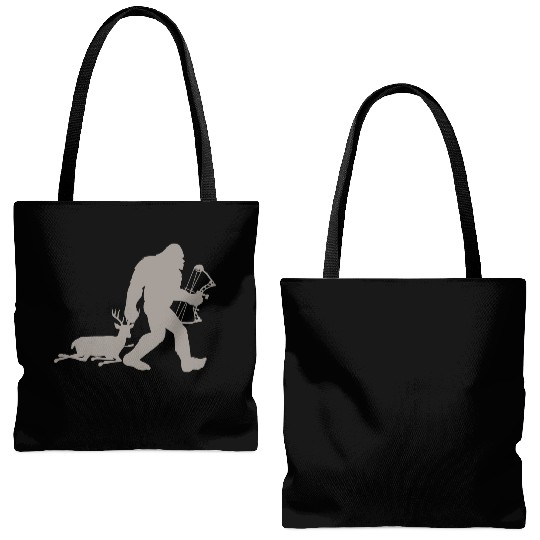 Bigfoot Sasquatch Deer Hunter Tote Bags (AOP)