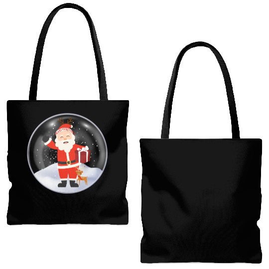 Santa’s Joy: Christmas Snow Globe Tote Bags (AOP)