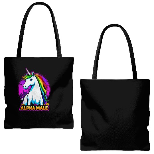 Alpha male LGBT unicorn Halloween Neon Colors Tote Bags (AOP)
