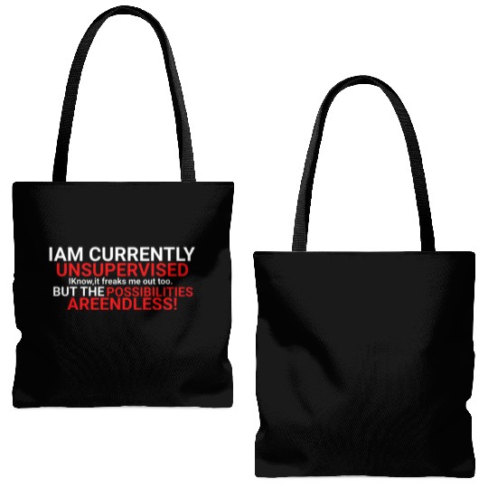 I'm Currently Unsupervised Novelty Graphic Sarcast Tote Bags (AOP)