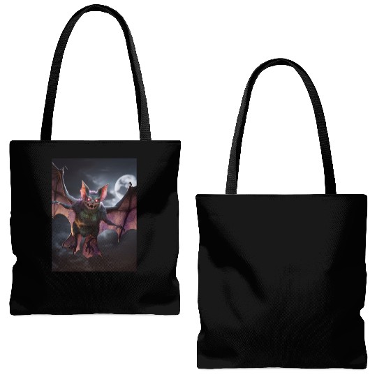 monster zombie bat glowing red eyes halloween Tote Bags (AOP)