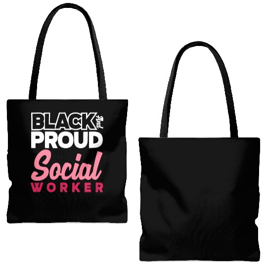 Black And Proud Social Worker Tote Bags (AOP)