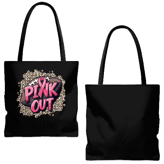 Pink Out Breast Cancer Football Coquette Bow Mom Tote Bags (AOP)