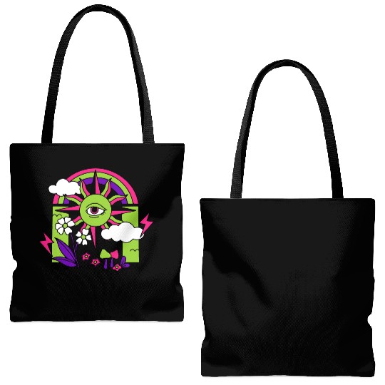 Pink ve Green Psychedelic I Need Space Tote Bags (AOP)