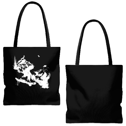 Snowboarding Graphic Tote Bags (AOP)