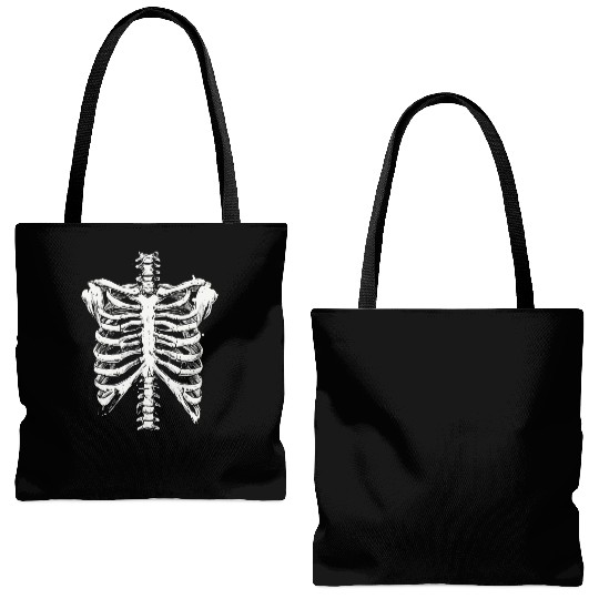 skeleton rib cage spooky halloween Tote Bags (AOP)