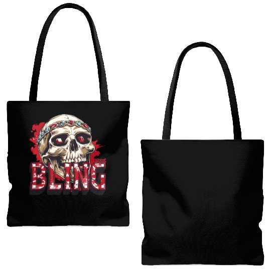Diamond and Ruby Bling Skull Tote Bags (AOP)