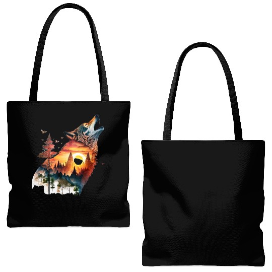 Vintage Wolf Moon Graphic Tote Bags (AOP) – Retro 90s