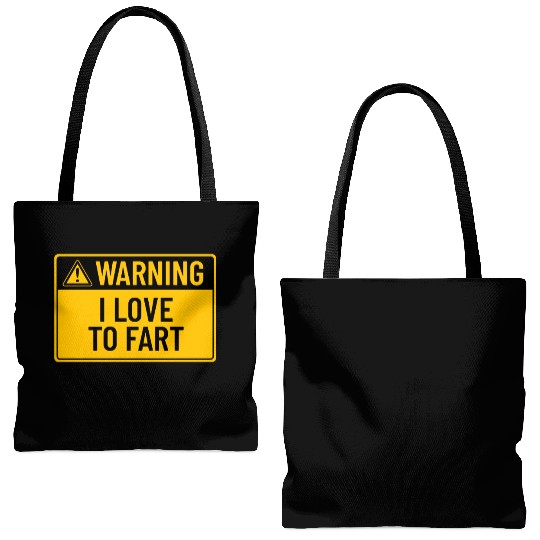 Warning: I Love To Fart Tote Bags (AOP)