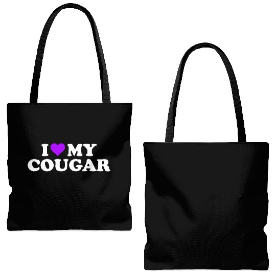 I Love Cougars Cougar Humor Valentine's Day 3BK4 Tote Bags (AOP)