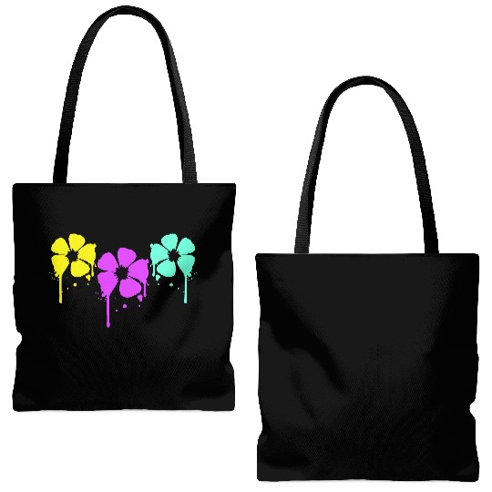 Flowers Colorful Graffiti Drop Spray Spring Summer Tote Bags (AOP)