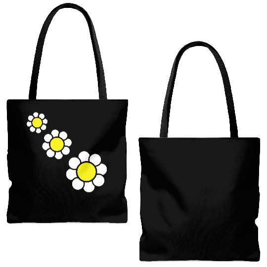 3 White Daisies Flowers Spring Summer Pretty Tote Bags (AOP)