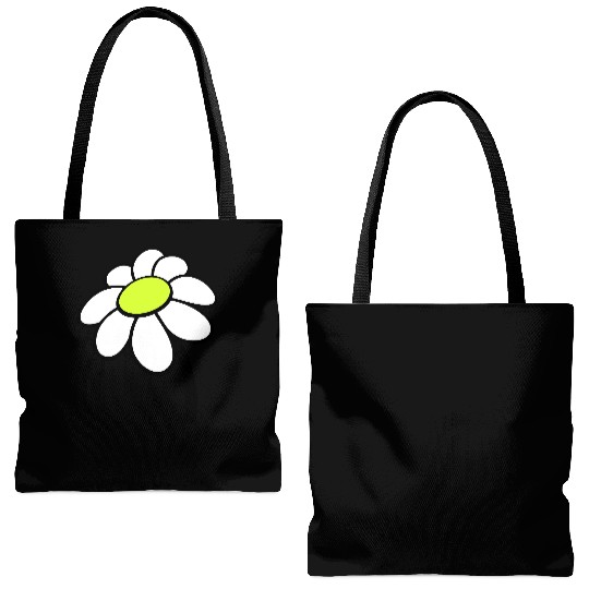 Small Daisy Flower White Decorative Nature Design Tote Bags (AOP)