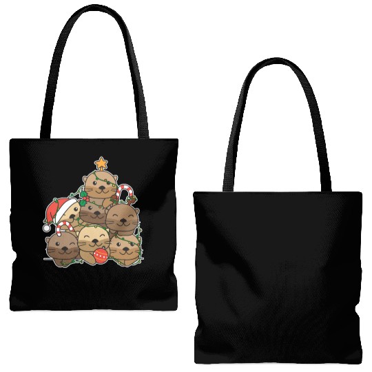 Otter Christmas Tree Funny Animal Christmas Tote Bags (AOP)