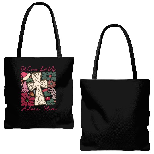 Oh Come Let Us Adore Him Funny Chrismas Jesus Tote Bags (AOP)