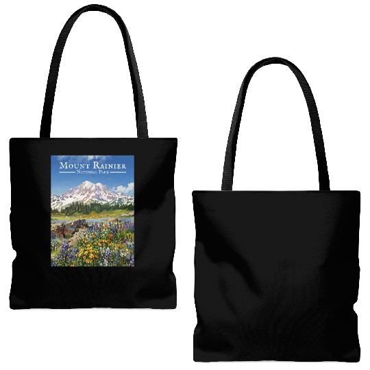 Mount Rainier Paradise Meadows Tote Bags (AOP)