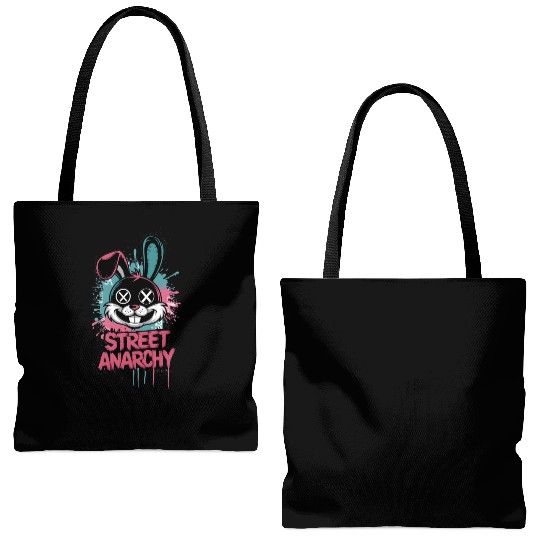 Street Anarchy Graffiti Bunny – Edgy Street Art Tote Bags (AOP)