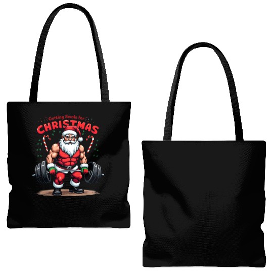 Santa Workout Mode Tote Bags (AOP)