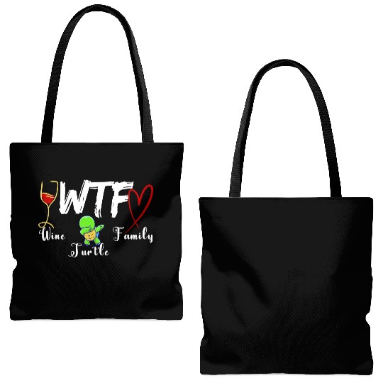 WTF Wine Turtle Family Tote Bags (AOP)