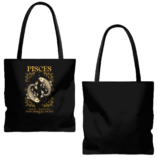 Pisces Zodiac Sign Tote Bags (AOP)