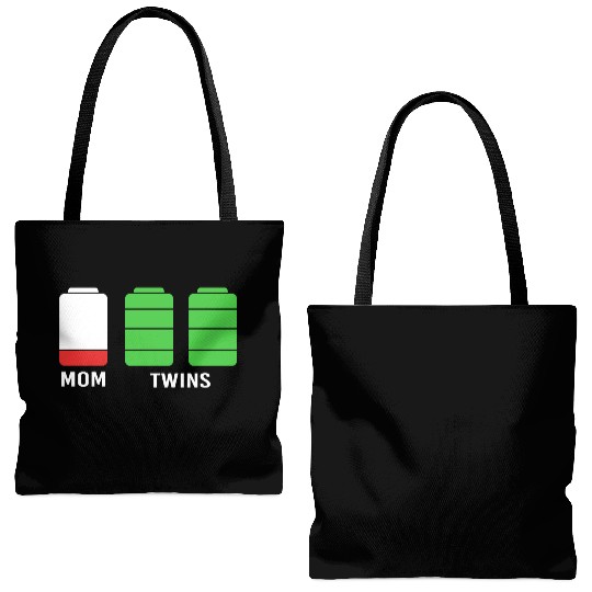 Funny Birthday Mama Twin Mom Low Battery Tote Bags (AOP)