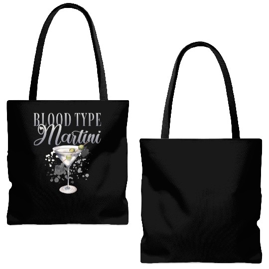 Blood Type Martini Cocktail Bartender Tote Bags (AOP)