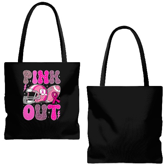 Pink Out Breast Cancer Football Mom Girls Women Tote Bags (AOP)