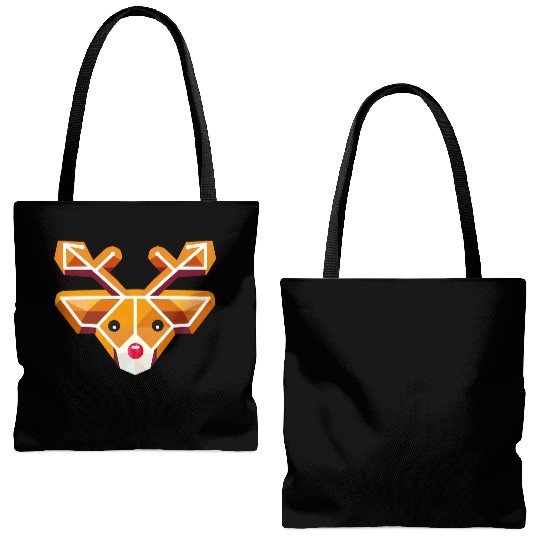 Geometric reindeer head motif in gingerbread style Tote Bags (AOP)