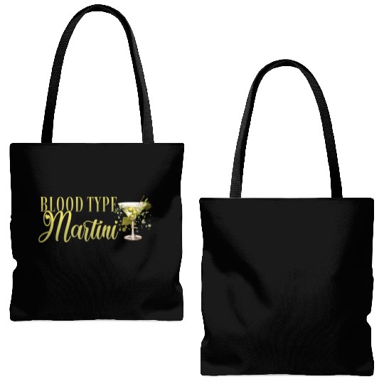 Blood Type Martini Cocktail Bartender Tote Bags (AOP)