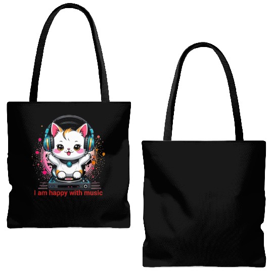 My happy cat musician Tote Bags (AOP)
