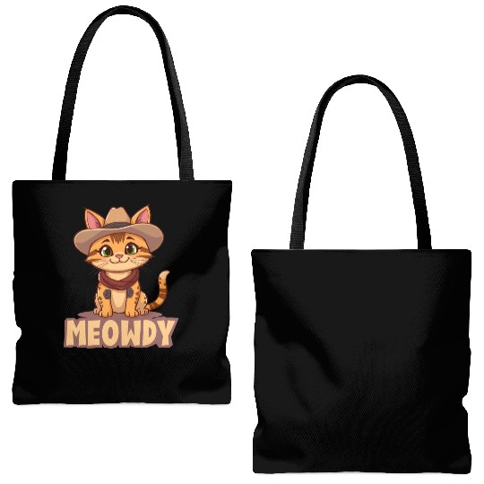 Cowboy Cat "Meowdy" Western yellow wild west cat Tote Bags (AOP)