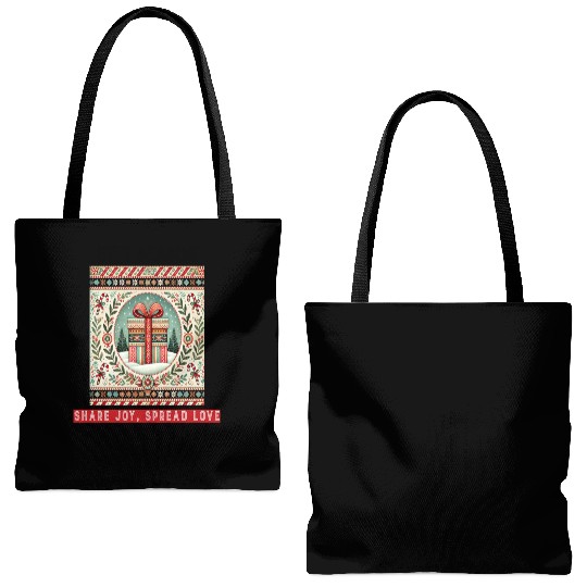 Gift Season, Share Joy, Spread Love Holiday Design Tote Bags (AOP)