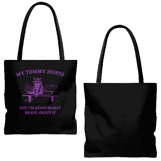 My Tummy Hurts Raccoon Tote Bags (AOP) Weird
