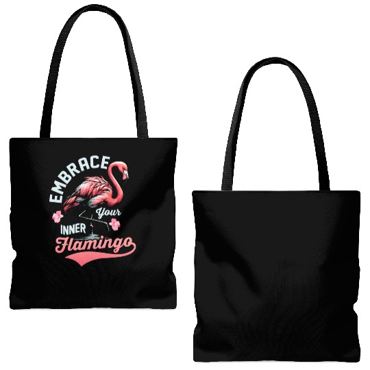 Embrace Your Inner Flamingo Pink Bird Cute Tote Bags (AOP)
