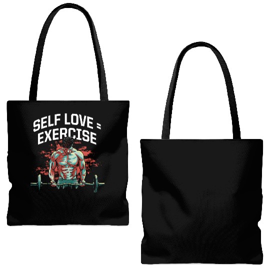 Self Love Exercise Workout Motivational Quote Gym Tote Bags (AOP)