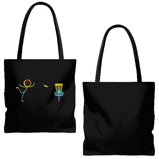 Disc Golfing Funny Disc Golf Stick Figure Tote Bags (AOP)