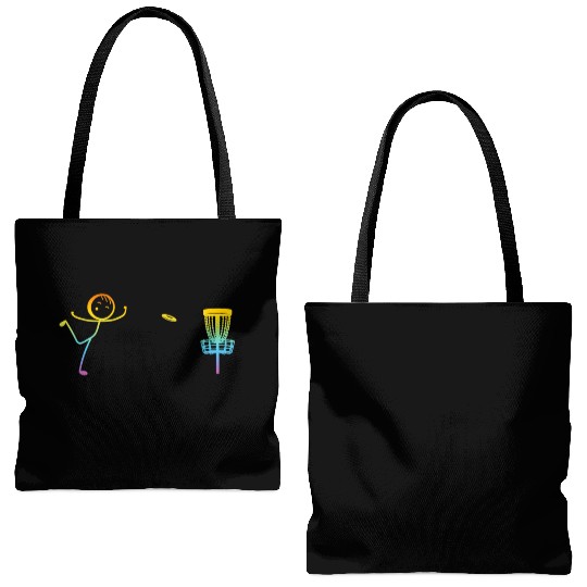 Disc Golfing Funny Disc Golf Stick Figure Tote Bags (AOP)