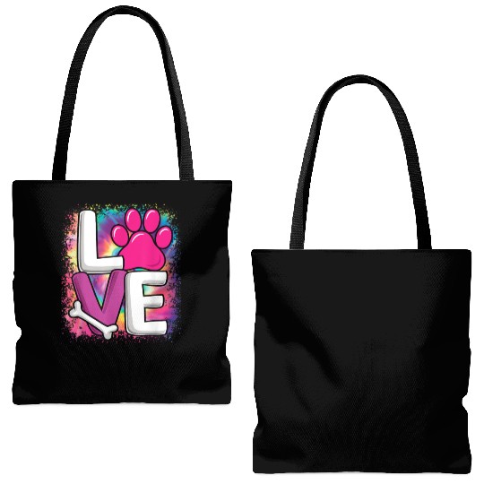 Colorful Love Dog Paw Dog Puppy Lover Women Girls Tote Bags (AOP)