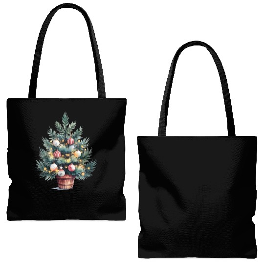 Tree Christmas, Merry Christmas Tote Bags (AOP)