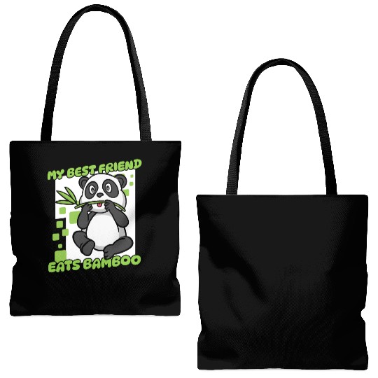 My Best Friend Eats Bamboo Panda Bear Friend Tote Bags (AOP)