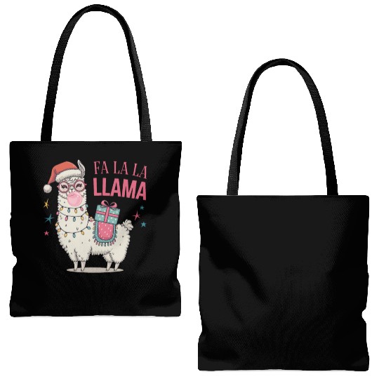 Christmas Llamas, Fa La La Llama Tote Bags (AOP)