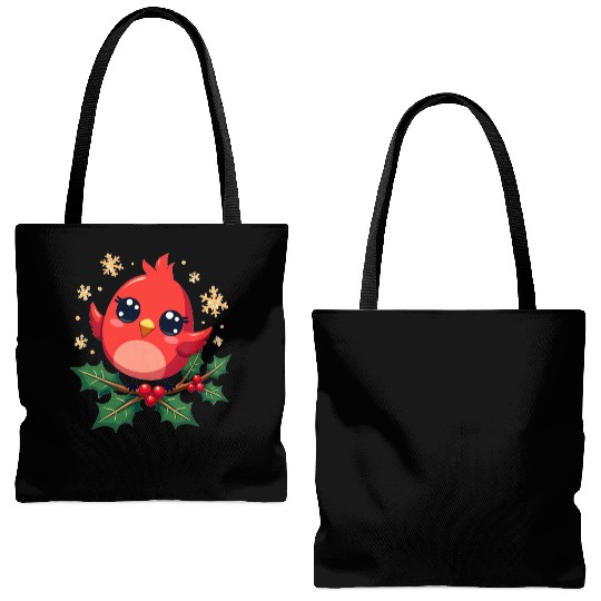 Elegant Christmas Cardinal on Holly Branch Tote Bags (AOP)
