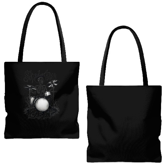 Skeleton Beat: Funny Cowboy Skeleton Playing Drums Tote Bags (AOP)