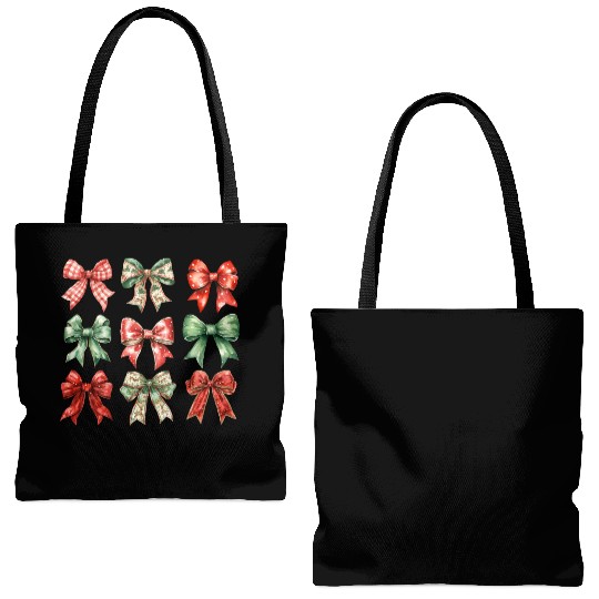 Christmas Coquette Bow, Cute Christmas Tote Bags (AOP)